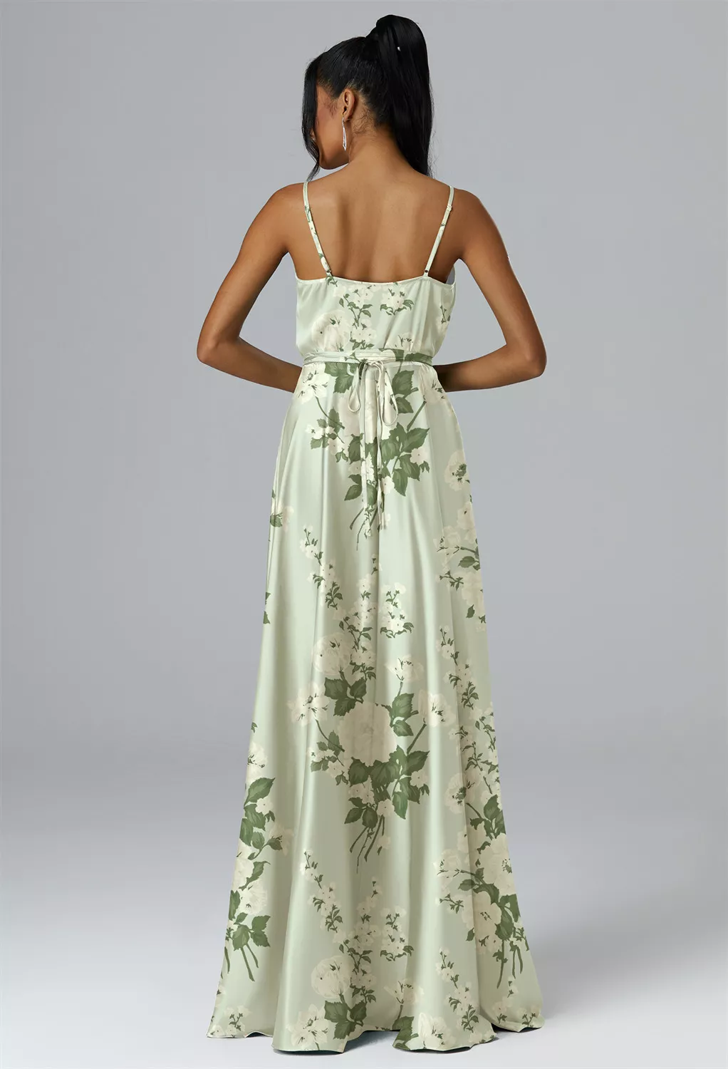 AW Sage Mottled Moss Green  Floral Bridesmaid Dresses